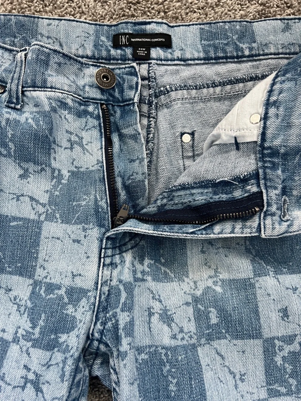 I.N.C. International Concepts Men's Slim-Straight Checkered Denim Jeans - Sz 34W - Picture 7 of 15